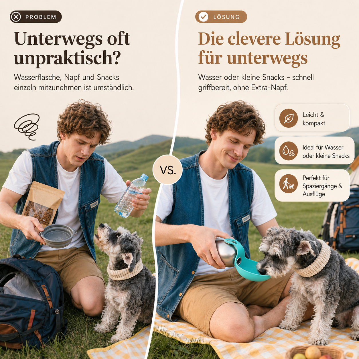 PawSip – Die clevere 2-in-1 Outdoor-Flasche für deinen Hund