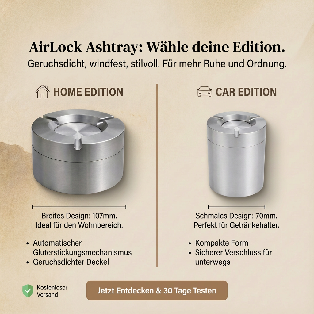 AirLock Ashtray - Keine verstreute Asche beim nächsten Bremsen